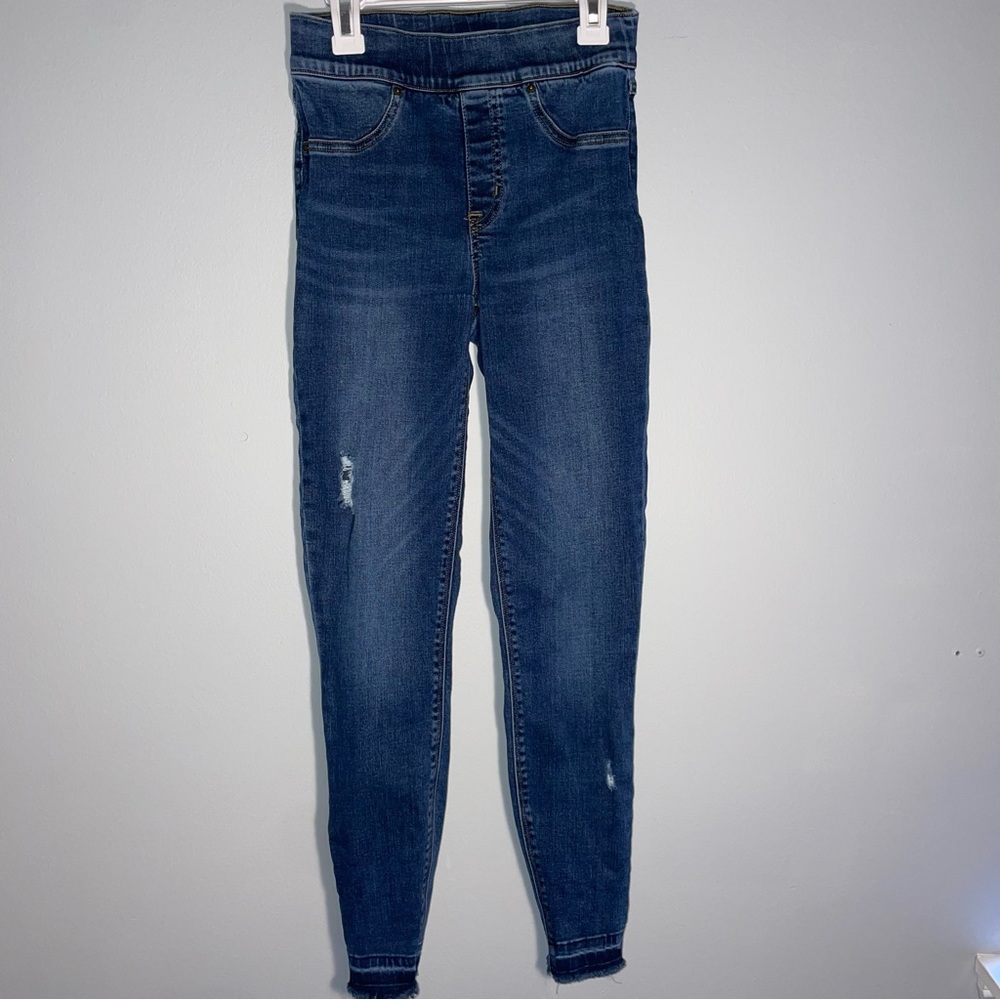 SPANX Distressed Ankle Skinny Jeans, Medium Wash, XS